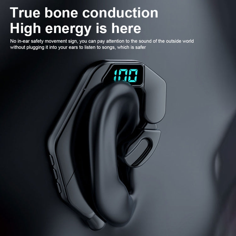 V19 Bone Conduction Digital Display Stereo Hanging Ear Sports Bluetooth Headset(Black) - Bluetooth Earphone by PMC TechLife | Online Shopping South Africa | PMC TechLife