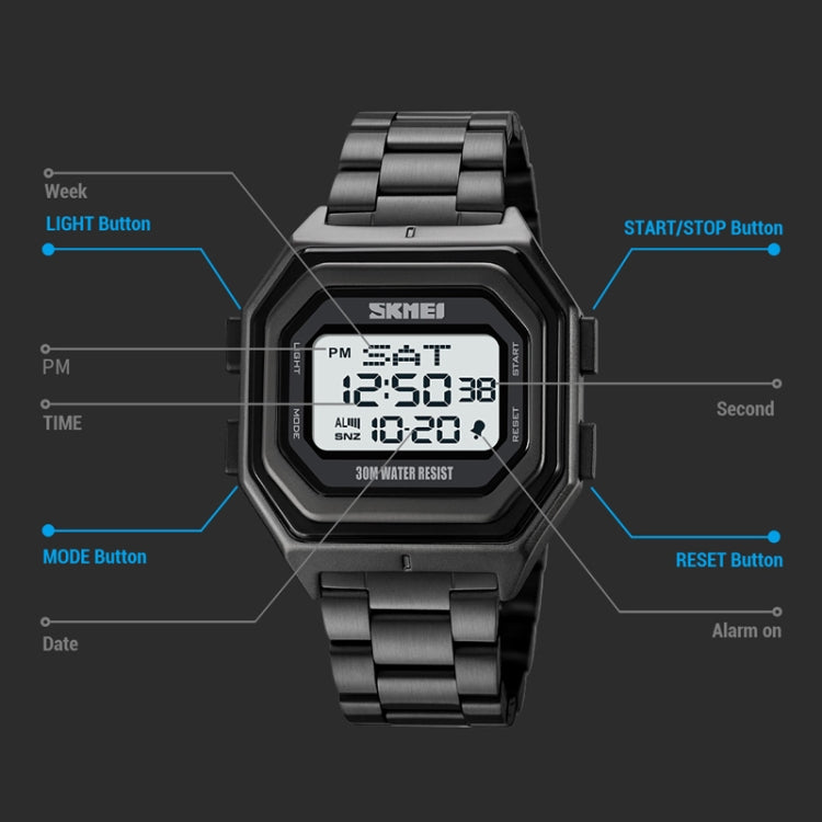 SKMEI 1875 Men Outdoor Electronic Watch Timing Multi-Functional Watch, Style: Silicone Band White Machine - Silicone Strap Watches by SKMEI | Online Shopping South Africa | PMC Jewellery | Buy Now Pay Later Mobicred