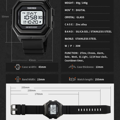 SKMEI 1875 Men Outdoor Electronic Watch Timing Multi-Functional Watch, Style: Silicone Band White Machine - Silicone Strap Watches by SKMEI | Online Shopping South Africa | PMC Jewellery | Buy Now Pay Later Mobicred