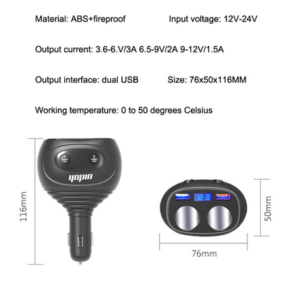 Yopin GC-13F Fast Charging Version 5 In 1 Rotatable Dual USB Multifunctional Car Charger - Car Charger by Yopin | Online Shopping South Africa | PMC Jewellery