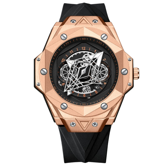 BINBOND B2266 Men Luminous Calendar Outdoor Waterproof Watches, Color: Black Leather-Rose Gold - Leather Strap Watches by BINBOND | Online Shopping South Africa | PMC Jewellery | Buy Now Pay Later Mobicred