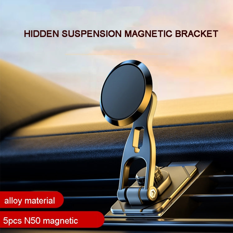 D29 Metal Car Phone Holder Floating Screen Folding Magnetic Phone Holder(Black) - free shipping - PMC TechLife - Order now!