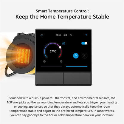 Sonoff NSPanel WiFi Smart Scene Switch Thermostat Temperature All-in-One Control Touch Screen, EU Plug(Black) - Smart Switch by Sonoff | Online Shopping South Africa | PMC Jewellery | Buy Now Pay Later Mobicred