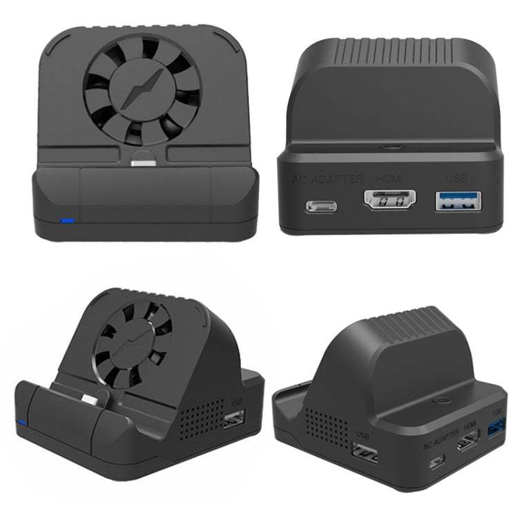 For Nintendo Switch / Switch OLED SW300 HDMI Video Casting Converter Cooling Fan Base Charger(Black) - Charger & Power by PMC TechLife | Online Shopping South Africa | PMC TechLife