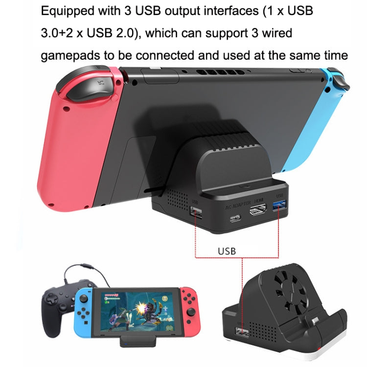 For Nintendo Switch / Switch OLED SW300 HDMI Video Casting Converter Cooling Fan Base Charger(Black) - Charger & Power by PMC TechLife | Online Shopping South Africa | PMC TechLife