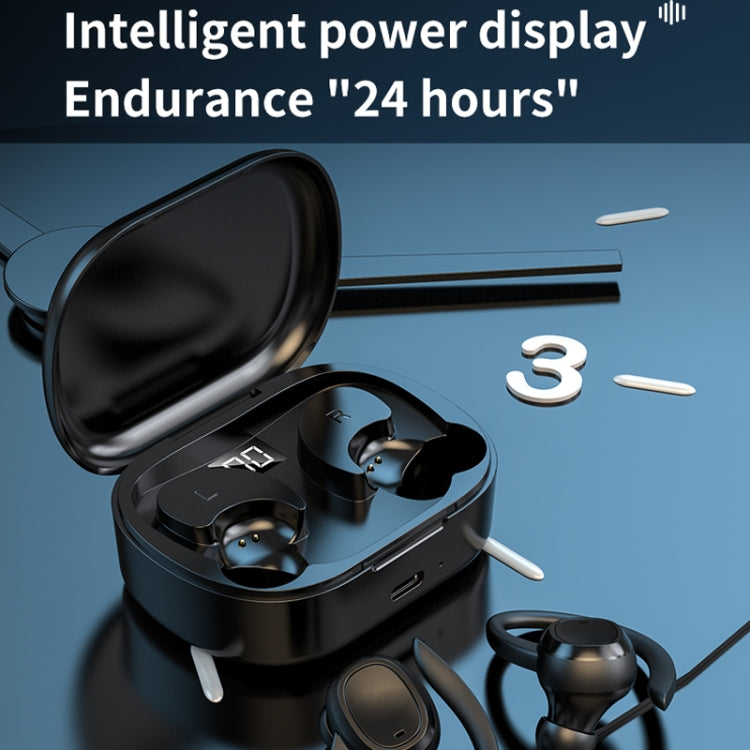 S260 Hanging Ear With Charging Bin Digital Display Stereo Bluetooth Earphones(Black) - Bluetooth Earphone by PMC Jewellery | Online Shopping South Africa | PMC Jewellery