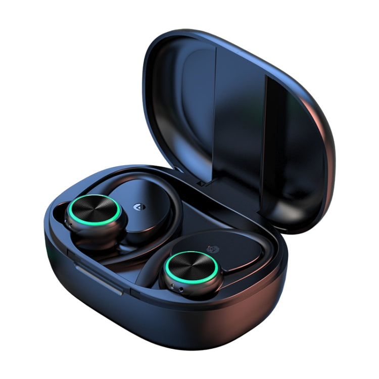 R201 With Charging Bin Hanging Ear Stereo Digital Display Bluetooth Earphones(Black) - Bluetooth Earphone by PMC TechLife | Online Shopping South Africa | PMC TechLife