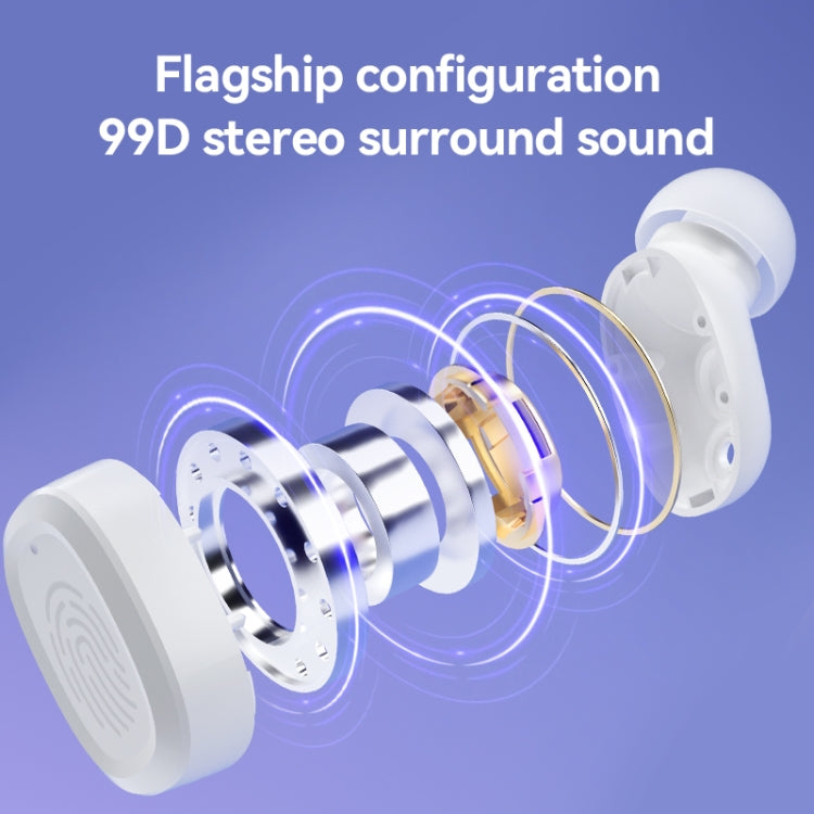 With Charging Bin Stereo Wireless Bluetooth Earphones, Style: BY18 Digital Display White - Bluetooth Earphone by PMC TechLife | Online Shopping South Africa | PMC TechLife
