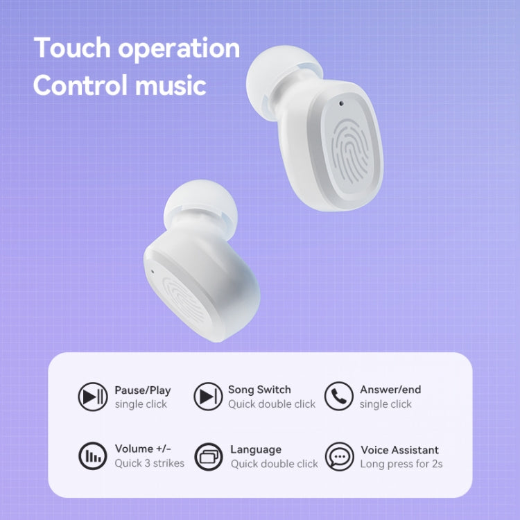With Charging Bin Stereo Wireless Bluetooth Earphones, Style: BY18 Digital Display White - Bluetooth Earphone by PMC TechLife | Online Shopping South Africa | PMC TechLife