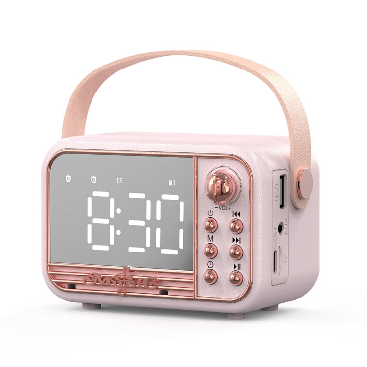 S11 Handheld Retro Alarm Clock Bluetooth Speaker Desktop Portable Clock(Pink) - Desktop Speaker by PMC Jewellery | Online Shopping South Africa | PMC Jewellery