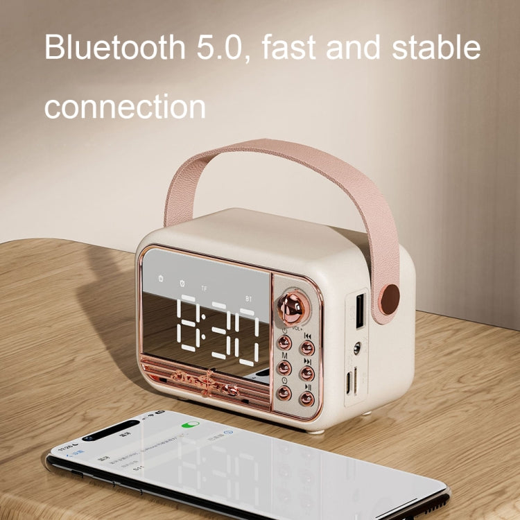 S11 Handheld Retro Alarm Clock Bluetooth Speaker Desktop Portable Clock(Beige) - Desktop Speaker by PMC Jewellery | Online Shopping South Africa | PMC Jewellery