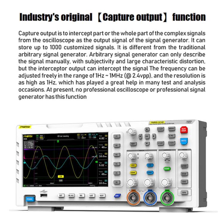 FNIRSI 1014D 2 in 1 Dual-channel 100M Bandwidth Digital Oscilloscope 1GS Sampling Signal Generator, US Plug - Digital Multimeter by FNIRSI | Online Shopping South Africa | PMC Jewellery | Buy Now Pay Later Mobicred