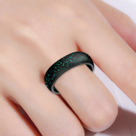 SH100 5.7mm Wide Silicone Ring Glitter Couple Ring No.6(Black and green) - Rings by PMC Jewellery | Online Shopping South Africa | PMC Jewellery