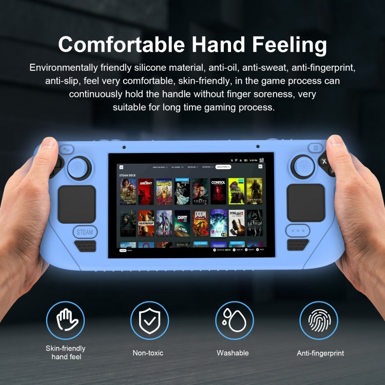 For Steam Deck Game Controller Soft Silicone Protective Cover Case With 4pcs Key Cap(Luminous Blue) - Accessories by PMC TechLife | Online Shopping South Africa | PMC TechLife