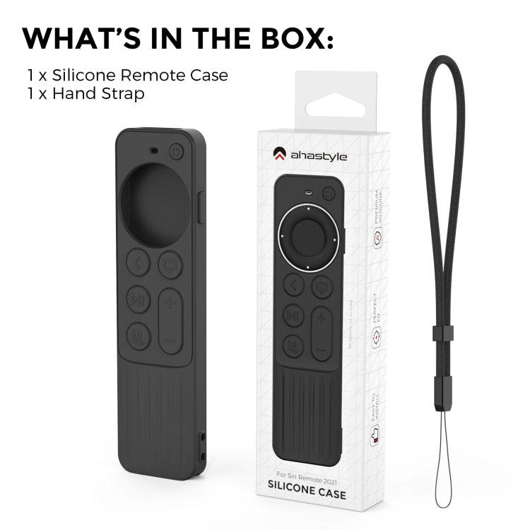 For Apple TV Siri Remote 2/3 AhaStyle PT166 Remote Controller Silicone Protective Case Striped Non-Slip Anti-Drop Cover(Black) - Remote Control Covers by AhaStyle | Online Shopping South Africa | PMC Jewellery | Buy Now Pay Later Mobicred