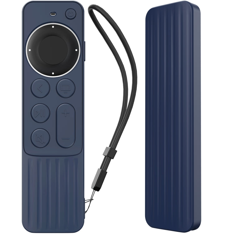 For Apple TV Siri Remote 2/3 AhaStyle PT166 Remote Controller Silicone Protective Case Striped Non-Slip Anti-Drop Cover(Midnight Blue) - Remote Control Covers by AhaStyle | Online Shopping South Africa | PMC Jewellery | Buy Now Pay Later Mobicred