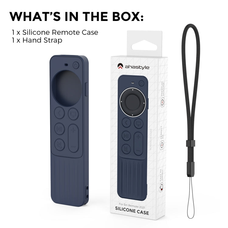 For Apple TV Siri Remote 2/3 AhaStyle PT166 Remote Controller Silicone Protective Case Striped Non-Slip Anti-Drop Cover(Midnight Blue) - Remote Control Covers by AhaStyle | Online Shopping South Africa | PMC Jewellery