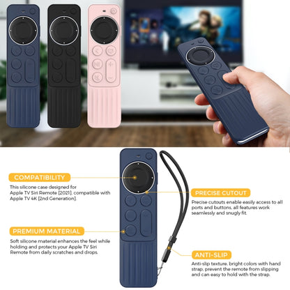 For Apple TV Siri Remote 2/3 AhaStyle PT166 Remote Controller Silicone Protective Case Striped Non-Slip Anti-Drop Cover(Midnight Blue) - Remote Control Covers by AhaStyle | Online Shopping South Africa | PMC Jewellery | Buy Now Pay Later Mobicred