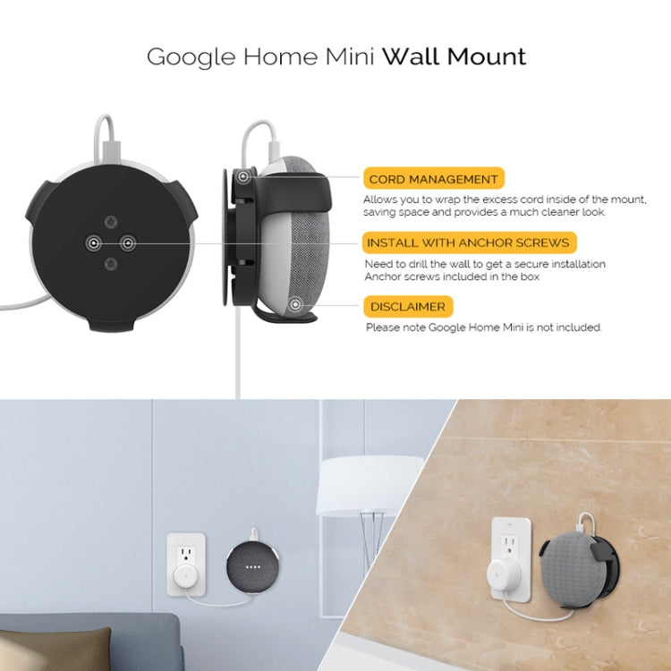 For Google Home Mini AhaStyle PT62 Wall Bracket Smart Speaker Bracket White - free shipping - PMC TechLife - Order now!