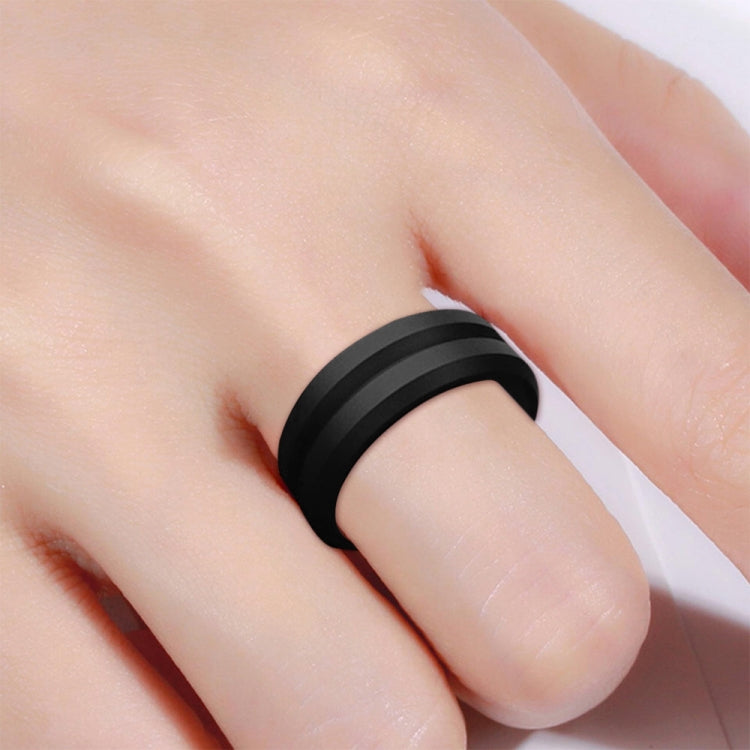 SiR053 V Shaped Grooved Edge Silicone Ring Outdoor Sports Couple Ring No.7(Black) - Rings by PMC Jewellery | Online Shopping South Africa | PMC Jewellery