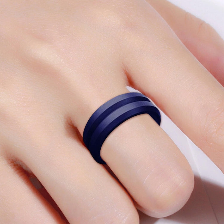 SiR053 V Shaped Grooved Edge Silicone Ring Outdoor Sports Couple Ring No.8(Dark Blue) - Rings by PMC Jewellery | Online Shopping South Africa | PMC Jewellery