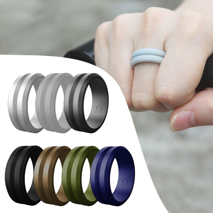 SiR053 V Shaped Grooved Edge Silicone Ring Outdoor Sports Couple Ring No.13(Silver) - Rings by PMC Jewellery | Online Shopping South Africa | PMC Jewellery