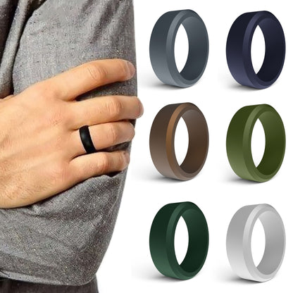 SIR062 8MM Wide Bevel Silicone Ring Sports Ring No.12(Army Green) - Rings by PMC Jewellery | Online Shopping South Africa | PMC Jewellery