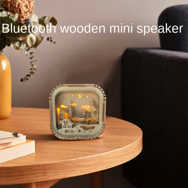 BT813X Solid Wood Ambient Light Wireless Bluetooth Speaker Home Night Light Wood Carving Pattern Audio(Wood Color) - Mini Speaker by PMC TechLife | Online Shopping South Africa | PMC TechLife