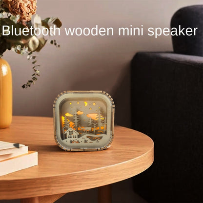 BT813X Solid Wood Ambient Light Wireless Bluetooth Speaker Home Night Light Wood Carving Pattern Audio(Wood Color) - Mini Speaker by PMC Jewellery | Online Shopping South Africa | PMC Jewellery