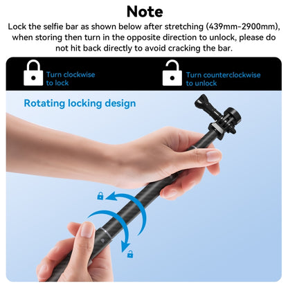 TELESIN 3M Carbon Fiber Selfie Stick Monopod  With 1/4 Screw For Action Camera - Extendable Pole by TELESIN | Online Shopping South Africa | PMC Jewellery | Buy Now Pay Later Mobicred