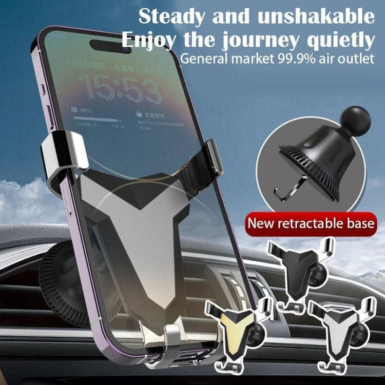 Gravity Navigation Car Air Outlet Triangular Mobile Phone Holder(Golden) - Car Holders by PMC Jewellery | Online Shopping South Africa | PMC Jewellery