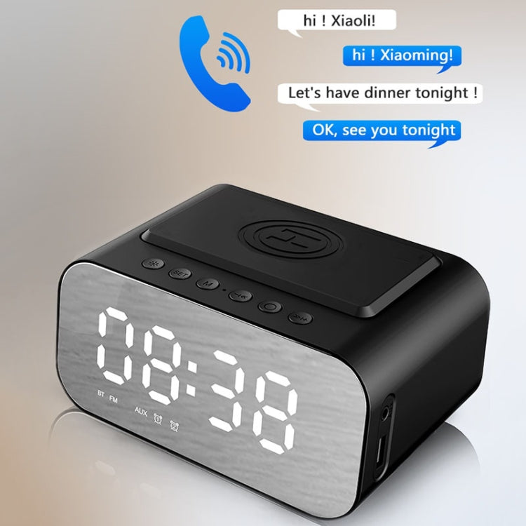 BT510 15W LED Clock Wireless Charging Bluetooth Speaker Multifunctional Smart Mirror Alarm Clock Audio(Iron Black) - Desktop Speaker by PMC Jewellery | Online Shopping South Africa | PMC Jewellery