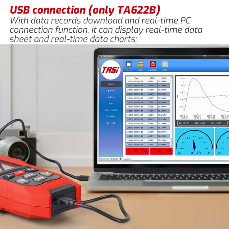 TASI TA622B USB Computer Connection Temperature Humidity Meter Digital Dew Point Thermometer - Thermostat & Thermometer by TASI | Online Shopping South Africa | PMC Jewellery | Buy Now Pay Later Mobicred