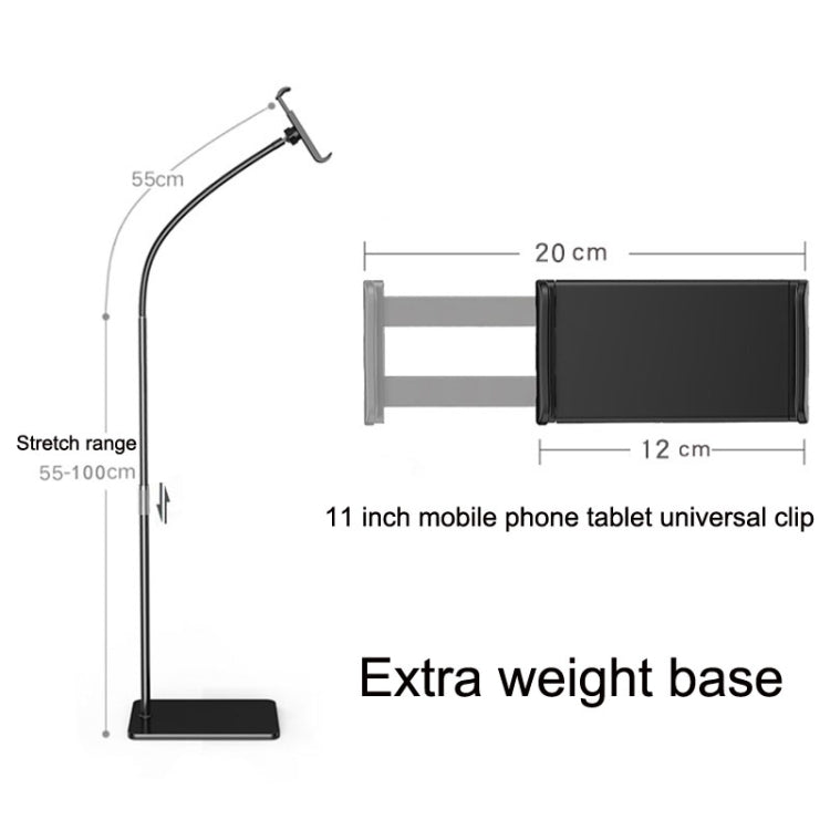 155cm Mobile Phone Tablet Live Broadcast Bedside Lifting Bracket Telescopic Floor Model (Black) - Lazy Bracket by PMC TechLife | Online Shopping South Africa | PMC TechLife
