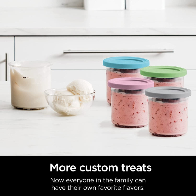 For Ninja NC299AMZ NC300 Ice Cream Storage Containers with Lids, Speci: 4 Cups+Spoon - Kitchen Machine Accessories by PMC Jewellery | Online Shopping South Africa | PMC Jewellery