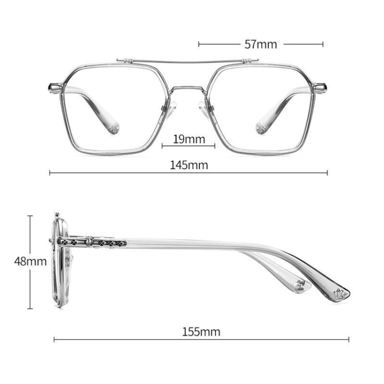 A5 Double Beam Polarized Color Changing Myopic Glasses, Lens: -550 Degrees Gray Change Grey(Black Silver Frame) - Plain Glass Spectacles by PMC Jewellery | Online Shopping South Africa | PMC Jewellery