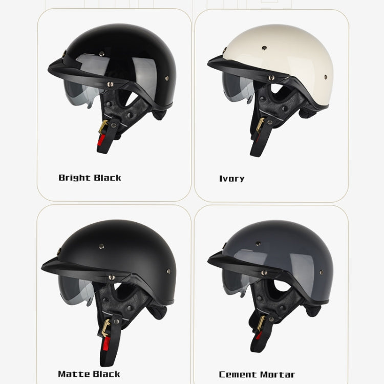 SOMAN Motorcycle Half Helmet Adjustable Helmet With Inner Mirror, Size: XXL(Matte Black with Transparent Mirror) - Helmets by SOMAN | Online Shopping South Africa | PMC Jewellery | Buy Now Pay Later Mobicred