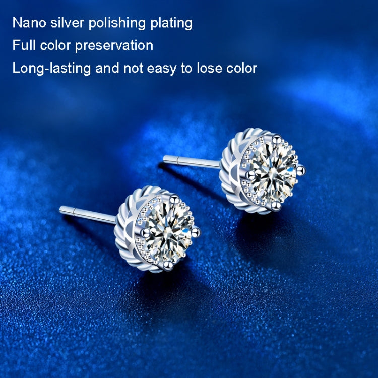 XEA009 925 Silver Needle Crown Earrings(50 Points Mosan Diamond White Gold) - Stud Earrings & Earrings by PMC Jewellery | Online Shopping South Africa | PMC Jewellery