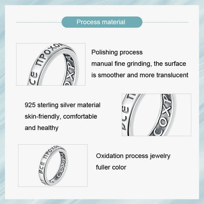 SCR953 S925 Sterling Silver Rotary Unzip Lettering Ring(No.8) - Rings by PMC Jewellery | Online Shopping South Africa | PMC Jewellery