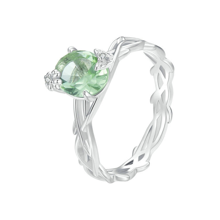 BSR466 925 Sterling Silver Plated Spinel Green Vine Ring, Size: NO.7 - Rings by PMC Jewellery | Online Shopping South Africa | PMC Jewellery