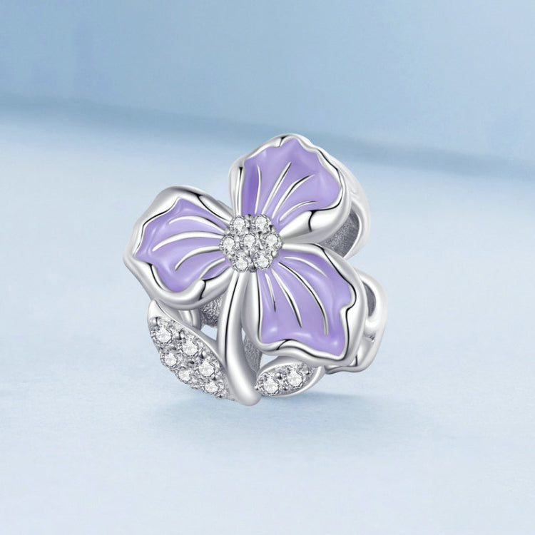 BSC890 925 Sterling Silver Dripping Oil Purple Flower Beads Diy Bracelet Accessories - Jewelry Accessories by PMC Jewellery | Online Shopping South Africa | PMC Jewellery