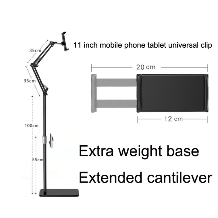 175cm Mobile Phone Tablet Live Broadcast Bedside Lifting Bracket Telescopic Cantilever Model (Black) - Lazy Bracket by PMC TechLife | Online Shopping South Africa | PMC TechLife