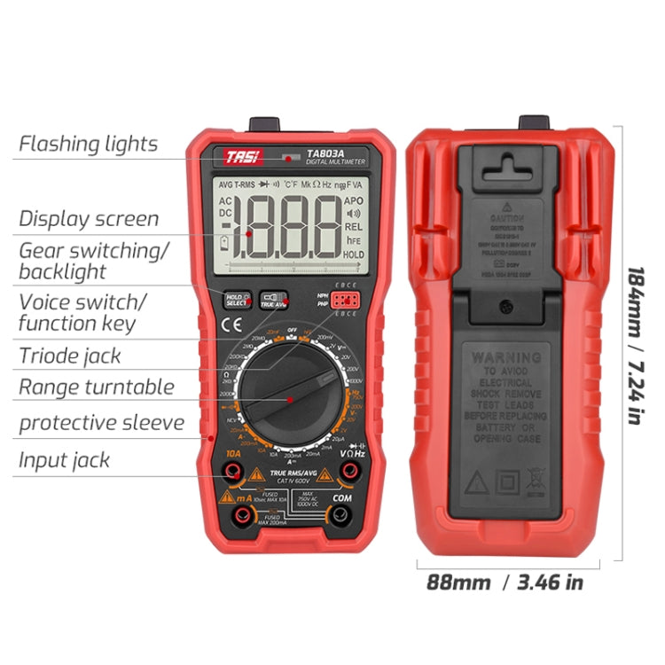 TASI TA803A Digital High Precision Multimeter Digital Display Household Multifunction Electrician Multimeter - free shipping - PMC TechLife - Order now!