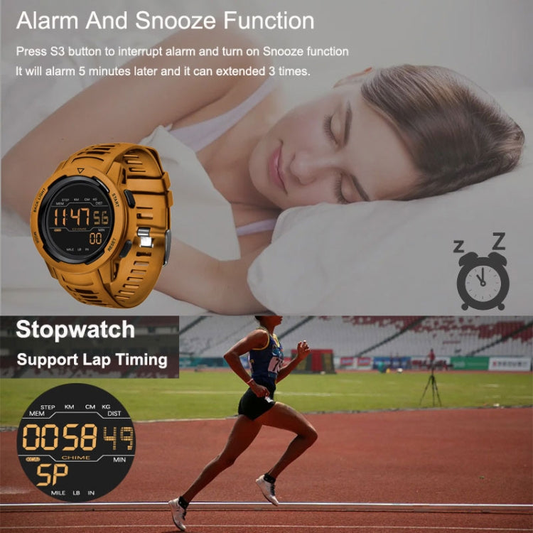 Calorie Pedometer Alarm Clock Waterproof Multifunctional Mountain Sports Shockproof Smartwatch(Gold) - LED Digital Watches by PMC Jewellery | Online Shopping South Africa | PMC Jewellery