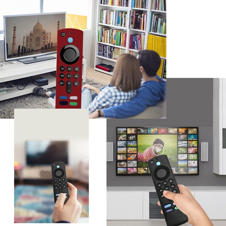 2pcs Remote Control Case For Amazon Fire TV Stick 2021 ALEXA 3rd Gen With Airtag Holder(Red) - Remote Control Covers by PMC TechLife | Online Shopping South Africa | PMC TechLife
