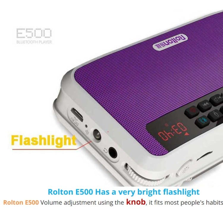 Rolton E500 Bluetooth Speaker 2.1-Channel Built-In Microphone Supports FM Radio(Purple) - Mini Speaker by Rolton | Online Shopping South Africa | PMC Jewellery | Buy Now Pay Later Mobicred