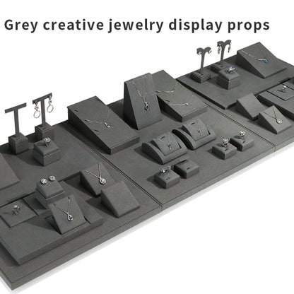 11x22x5.5cm Necklace Stand Gray Jewelry Display Microfiber Jewelry Props Display Rack - Jewelry Storages by PMC Jewellery | Online Shopping South Africa | PMC Jewellery