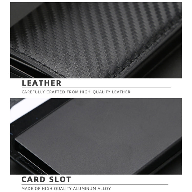 Baellerry RFID Anti-theft Plaid Leather Wallet Metal Aluminum Box Automatic Eject Type Card Holder(Blue) - Antimagnetic RFID Package by Baellerry | Online Shopping South Africa | PMC Jewellery | Buy Now Pay Later Mobicred