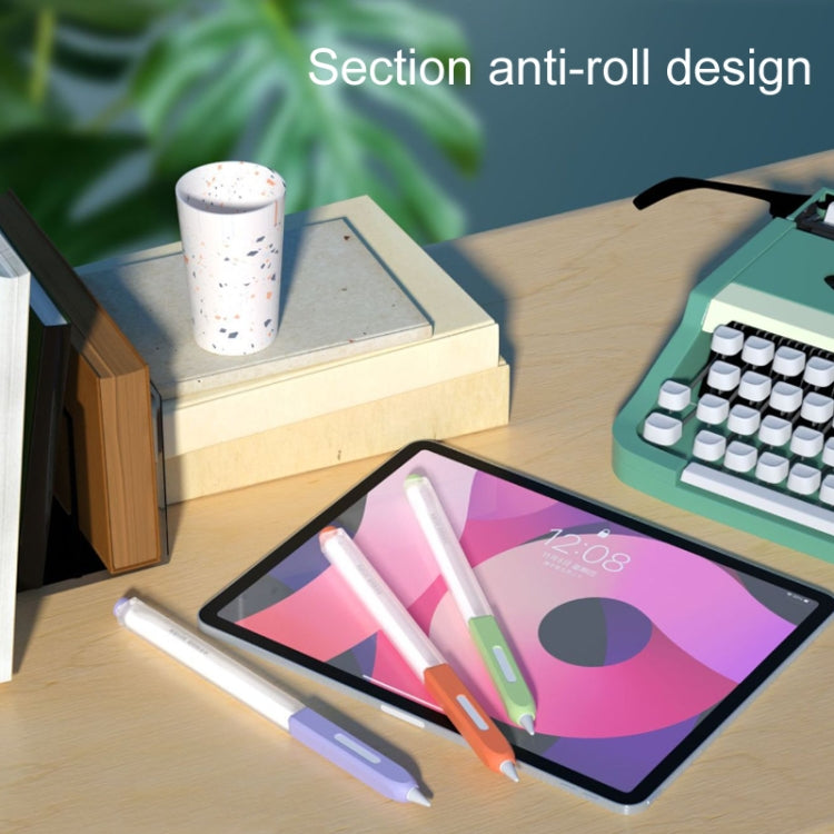 For Apple Pencil 2 Non-Slip Anti-Fall Translucent Segmented Pen Case(Crescent White) - Pencil Accessories by PMC TechLife | Online Shopping South Africa | PMC TechLife
