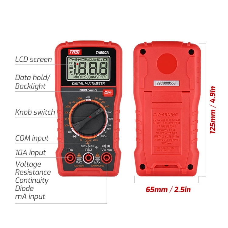 TASI TA800A Universal Meter Digital High Precision Full-Automatic Meter - Digital Multimeter by TASI | Online Shopping South Africa | PMC Jewellery | Buy Now Pay Later Mobicred